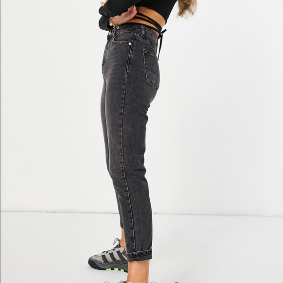 Topshop Mom Jeans in Washed Black - Picture 3 of 3